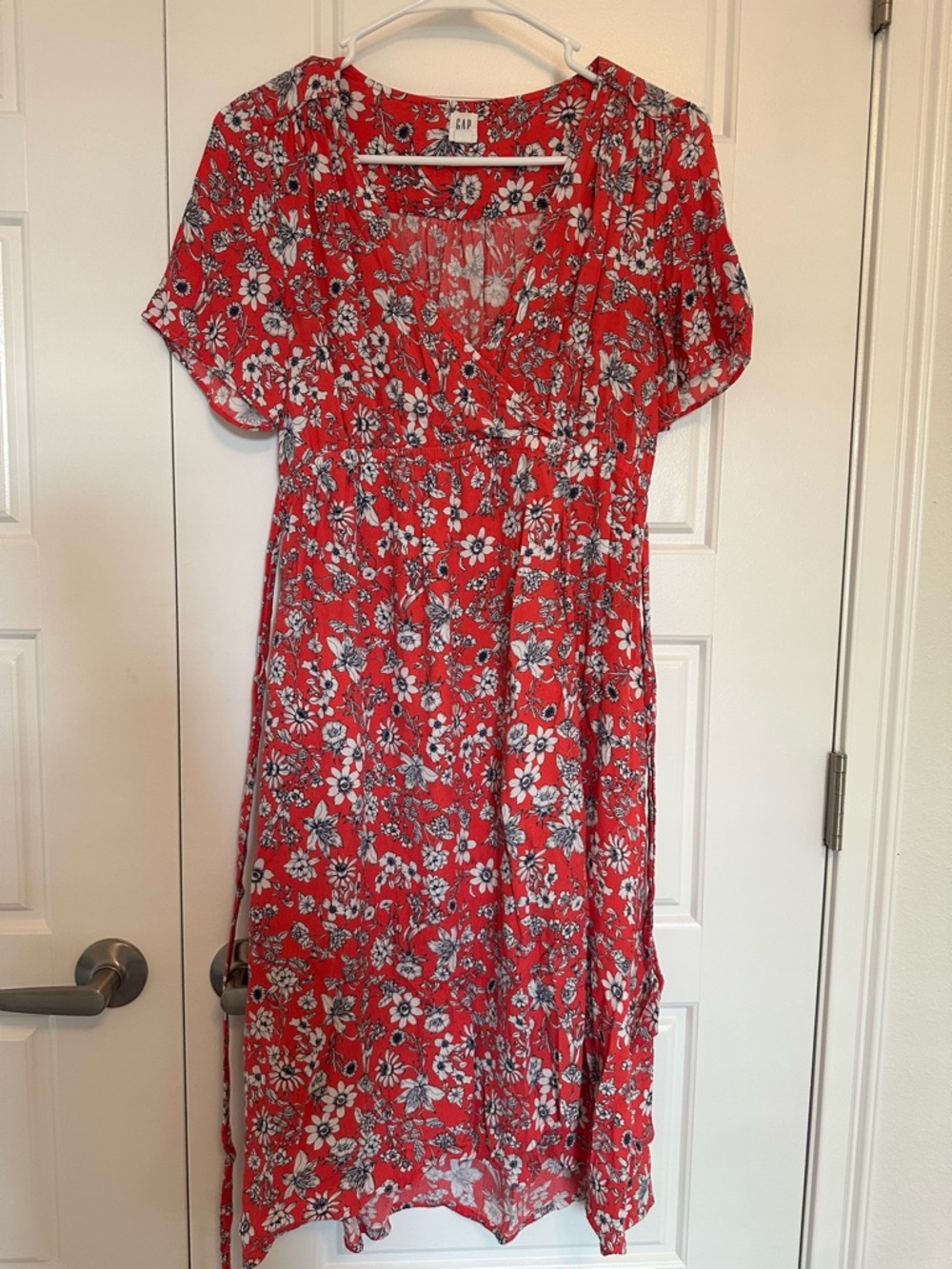 Maternity GAP Orange Floral Wrap-Style Midi Dress